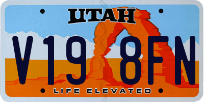 UT license plate V198FN