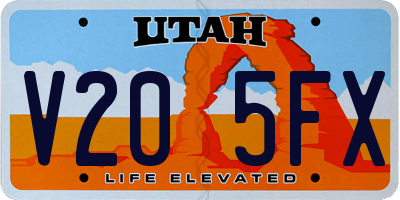 UT license plate V205FX
