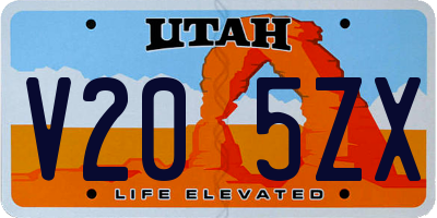 UT license plate V205ZX