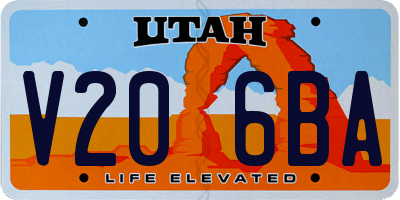 UT license plate V206BA