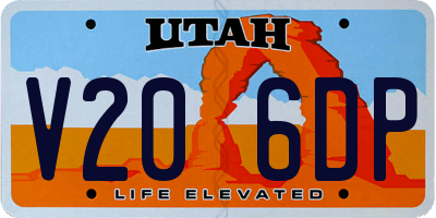 UT license plate V206DP