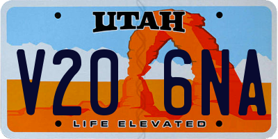UT license plate V206NA