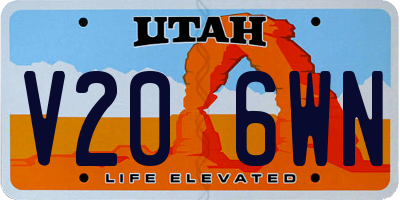 UT license plate V206WN