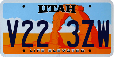 UT license plate V223ZW