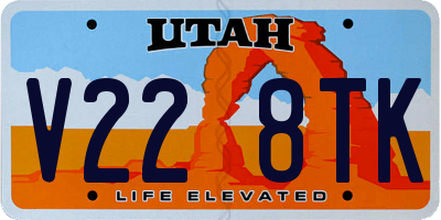 UT license plate V228TK