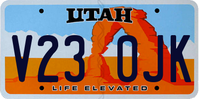 UT license plate V230JK