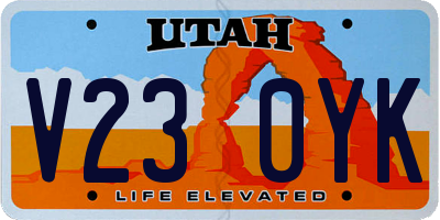 UT license plate V230YK
