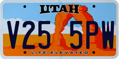 UT license plate V255PW