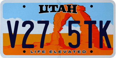 UT license plate V275TK