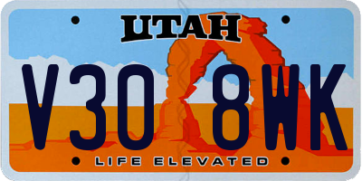 UT license plate V308WK