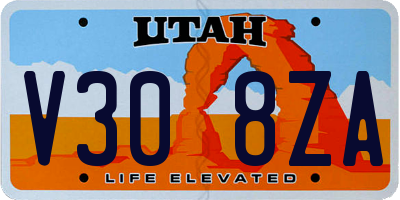 UT license plate V308ZA