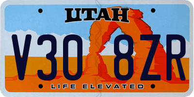 UT license plate V308ZR