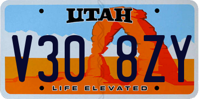 UT license plate V308ZY