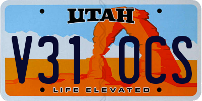 UT license plate V310CS