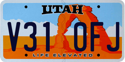 UT license plate V310FJ