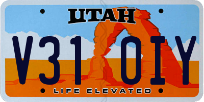 UT license plate V310IY