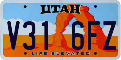 UT license plate V316FZ