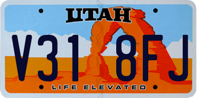 UT license plate V318FJ