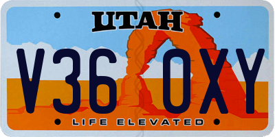 UT license plate V360XY