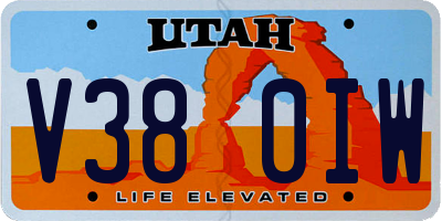 UT license plate V380IW