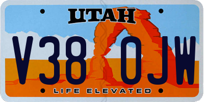 UT license plate V380JW