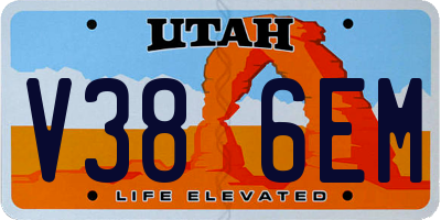 UT license plate V386EM