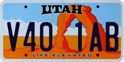 UT license plate V401AB