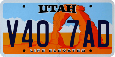 UT license plate V407AD