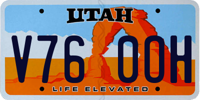 UT license plate V760OH