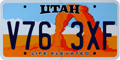 UT license plate V763XF