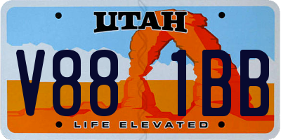 UT license plate V881BB