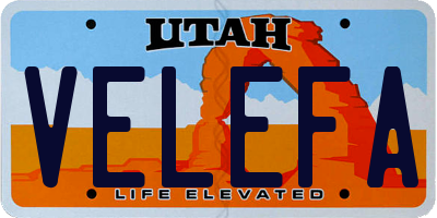 UT license plate VELEFA