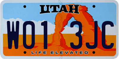 UT license plate W013JC