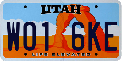 UT license plate W016KE
