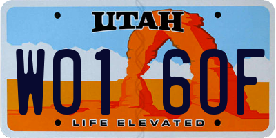 UT license plate W016OF