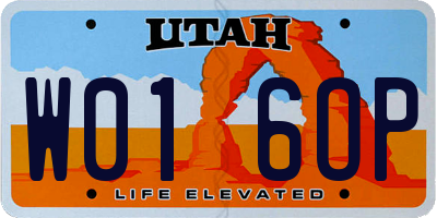 UT license plate W016OP