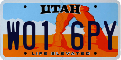 UT license plate W016PY
