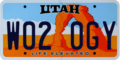 UT license plate W020GY