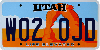 UT license plate W020JD
