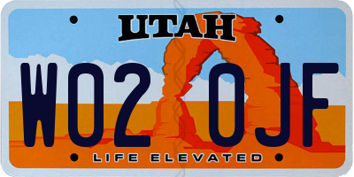 UT license plate W020JF