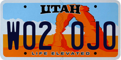 UT license plate W020JO