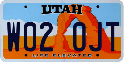 UT license plate W020JT