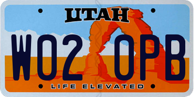UT license plate W020PB