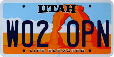 UT license plate W020PN