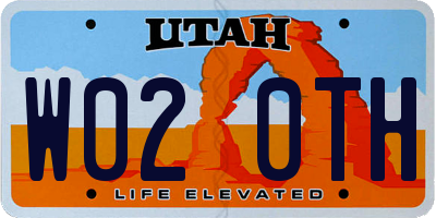 UT license plate W020TH
