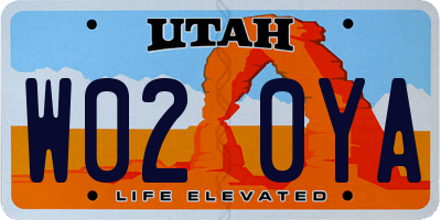 UT license plate W020YA