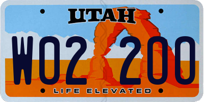 UT license plate W022OO