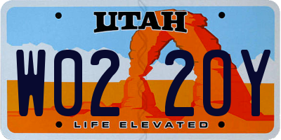 UT license plate W022OY