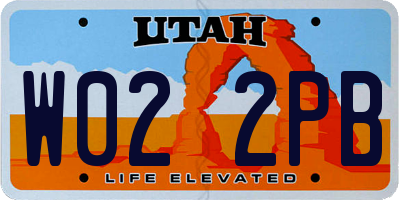 UT license plate W022PB