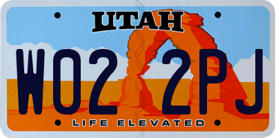 UT license plate W022PJ